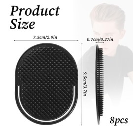Pocket Combs for Men, 8 Pcs Portable Comfortable Round Mens Comb Black Pocket Hair Brush for Beard Hair Home Travel Pets