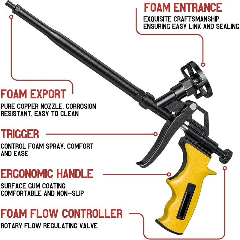 4 Pcs Foam Gun Yellow - Durable Spray Applicator for