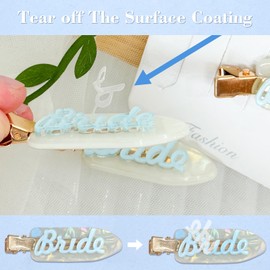 6 PCS Bride Hair Clips – No Crease Beauty Barrette Clip, Bachelorette Party Favor Bridal Shower Gifts, Wedding Hair Accessory for Women Girl (Blue)