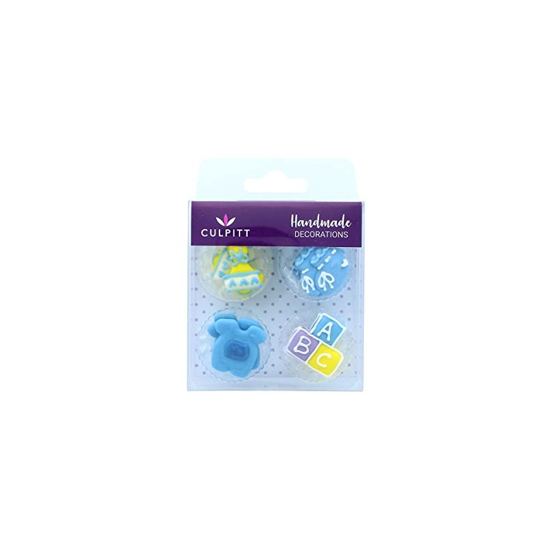 Blue ABC Baby Sugar Decorations - 12 pieces