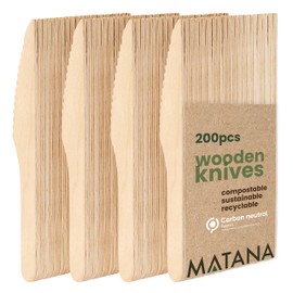 MATANA - 200 Premium Eco-Friendly Wooden Forks 14cm - Biodegradable & Compostable Cutlery