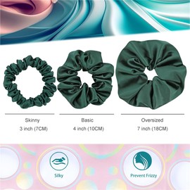 12 Pcs Oversized Satin Silk Scrunchies Hair Ties for Women Girls Bracelets Ponytail Holder Hair Bands Elastic Ropes Big Hair Bun Accessories (Oversized 12Pcs-Spruce)