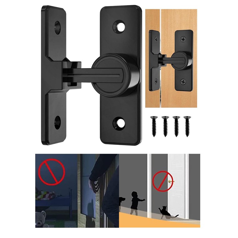 NIYATA 5 Pcs Black Illuminated 90 Degree Door Hook Lock