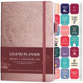 Legend Planner – Weekly & Monthly Life Planner to Hit Your Goals & Live Happier. Organizer Notebook & Productivity Journal. A5 (Rose Gold)