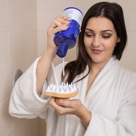 GranNaturals Wooden Shampoo Scrubber Brush - Shower Scalp Massager for Men & Women - Head Exfoliator with Silicone Bristles - Helps Promote Healthy Blood Flow, Dandruff Removal