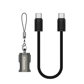 FiRoam PowerPal USB-C Cable, 60W Fast Charging, 0.65ft Keychain Design, Zinc Alloy Connector, Charging Cables for 1Phone17/16/15 Series, Samsung Galaxy Series, Google Pixel (Single Black Edition)