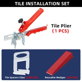 Tile Leveling System with Tile Plier, 1000-Piece Tile Spacers Clips and 200-Piece Reusable Wedges, Tile Leveler Tool Set for Ceramic Tile and Stone Installation (1/16 Inch Tile Spacers)