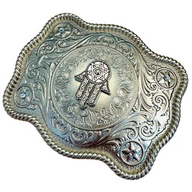 Jewish Gifts, Star of David Belt Buckle, Hamsa Hand, Bar Mitzvah, Bat Mitzvah, Religious (WITHOUT SIDE RHINESTONES)