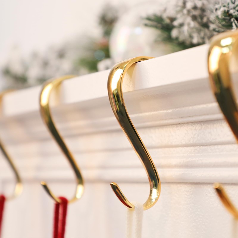 DOYOLLA Christmas Stocking Holders Xmas Fireplace Hanger Hooks Holiday Mantel