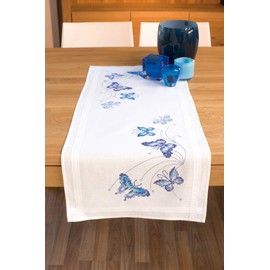 Vervaco Cross Stitch Table Runner Kit Blue Butterflies 16" x 40"