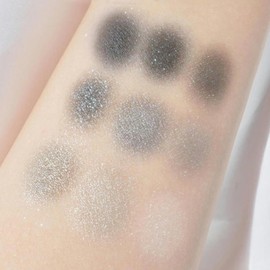 9 Colors Glitter Eyeshadow Palette, Black Silver Gray White Goth Shimmer Sparkly Eye Shadow Makeup Palette, Metallic Eyeshadow, Smokey Eye Glitter Makeup Sombras De Ojos