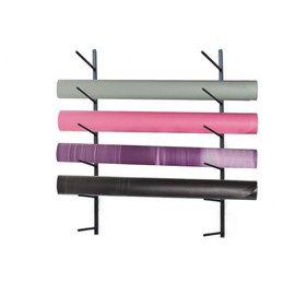 Retyion Yoga Mat Rack Organizer Metal Large Capacity Yoga Mat Display Multifunctional Sports Accessaries Storage for Foam Rollers Skateboard Ski Board (Black)