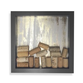 Wine Cork Shadow Box, Farmhouse Glam, Black & Gold, 9 7/8 in. x 9 7/8 in.