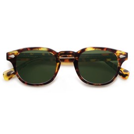 SOJOS Retro Small Round Sunglasses for Men Women Trendy Circle Style UV400 Lenses Unisex Sun Glasses SJ2251, Tortoise Frame/Dark Green Lens