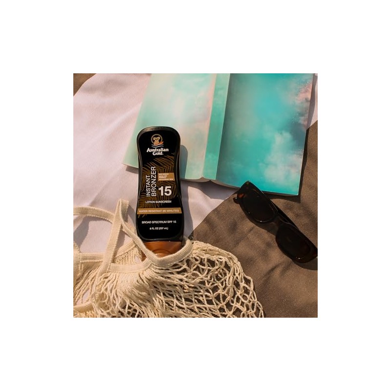 Australian Gold Instant Bronzer Water Resistant Sunscreen Lotion SPF 15,