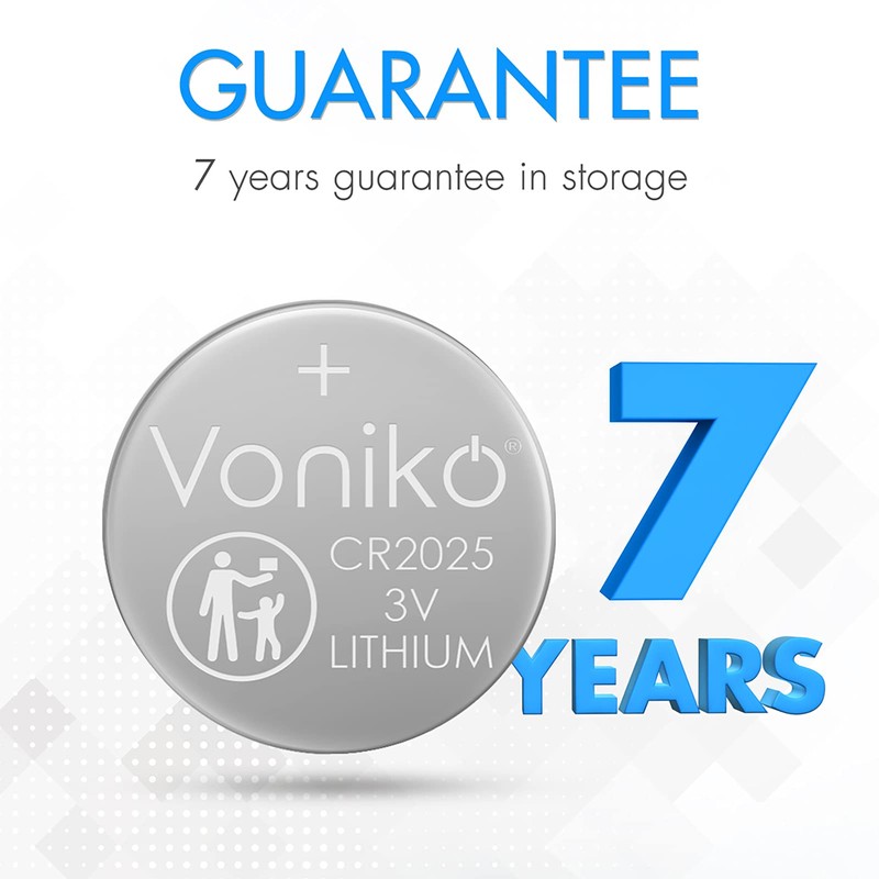 Voniko CR2025 3V Lithium Batteries 6 Pack for Child Safety,