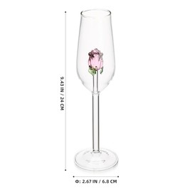 Tofficu Copa De ChampáN De Cristal Transparente Con DiseñO De Rosa, Elegante Y RomáNtica Para Bodas, Fiestas Y Aniversarios, 7.86x2.36x2.36 Pulgadas