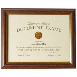 Lawrence Frames 185181 Walnut and Gold Document Picture Frame, 8.5 by 11-Inch