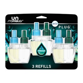 Febreze Ambientadores enchufables, imparables frescos, eliminador de olores para fuerte olor, recambio de aceite perfumado (3 unidades)