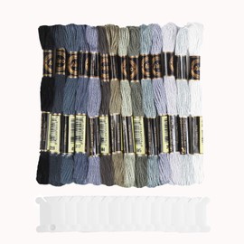 SULOLI Grey Embroidery Thread,Sewing Thread Kit Embroidery Threads Grey Series Cross Stitch Floss (14 Skeins Per Pack)