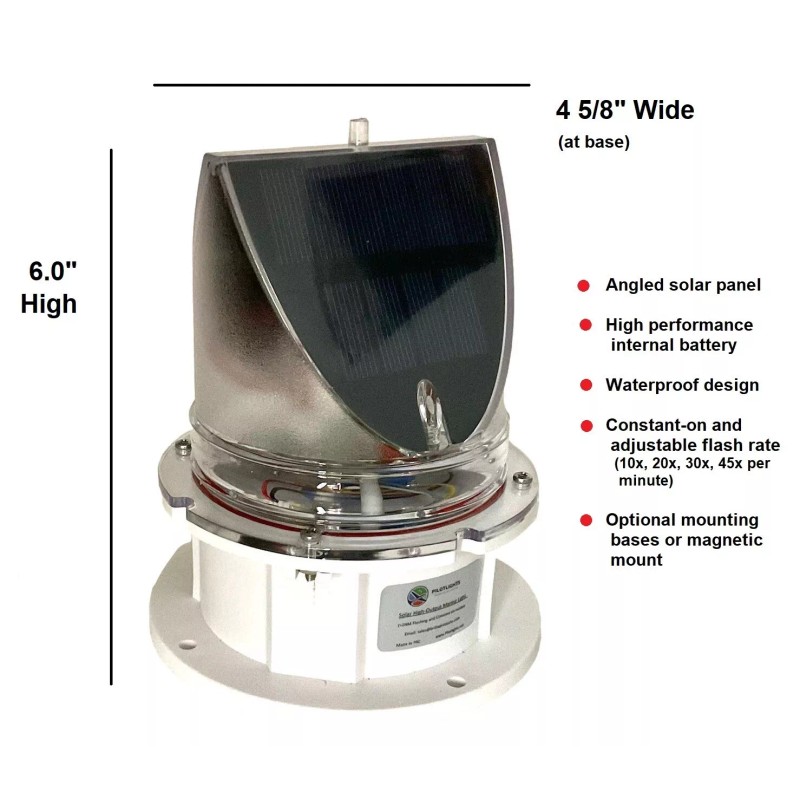 PilotLights.net Marine Solar Warning Light - PRO RED LED Marine
