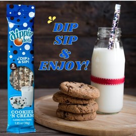 Dippin’ Dots Magically Flavored Milk Straws - Cookies N’ Cream, 4-Pack Bundle (20 Count) | Fun Magic Straws for Kids, Drinks & Cereal | | Sweet Party Treats & Favors