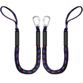 ZRSCHYG Boat Bungee Dock Lines 4ft (Stretches to 5.5ft) with Shock-Absorbing Latex Core, Foam Floats, and Heavy-Duty PE Braided Rope – Easy Docking for Boats, Kayaks, Jet Skis, Pontoons and More