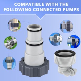 Pool Hose Adapter Kit,Pool Pump Hose Connector for 1.25" to 1.5" Hoses with Clamp Washer for Intex Threaded Filter Pump Saltwater Systems for Aboves Ground Pools (A+B)