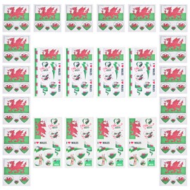 AhfuLife Wales Flag Tattoo Stickers, Temporary Tattoo Stickers Set Fan Decoration Stickers for Football Sports Events Concerts World Cup 2022 Party Decoration (Wales) Pack of 24