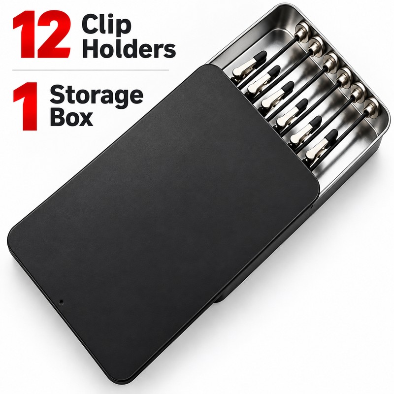 12 Pack Magnetic Alligator Clip Holders with Storage Box for
