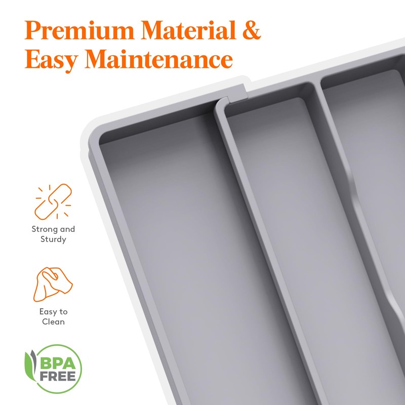 Lifewit Plastic Utensil Organizer for Kitchen Drawers, Expandable 13 to
