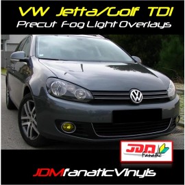 JDMFV YELLOW - Fog light Overlays Tint Vinyl Film JDM EURO PRECUT (10-15 VW MK6 TDI)