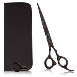 Bucchelli 7 Inch Hair Cutting Scissors Professional - Japanese 440A Barber Scissors 7 Inch - Salon Scissors for Hair -Micro Bevel Edge with Adjustable Tension Knob - Hair Shears Black (Black Right 7")