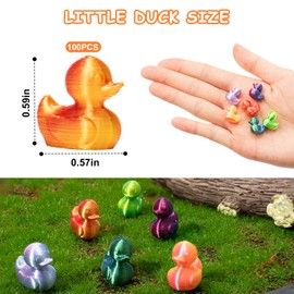 GTUDOR 100PCS 3D Printed Mini Ducks, Tiny Plastic Ducks Bulk Small Miniature Duck Charm Ornament Mini Animals Figures Party Home Garden Micro Landscape Decoration