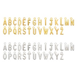 sourcing map A-Z Letter Charm, 4Set/104pcsAlphabet Pendants Initial Letter Charm Set for DIY Bracelet Necklace Pendants Earring Jewelry, Silver, Gold