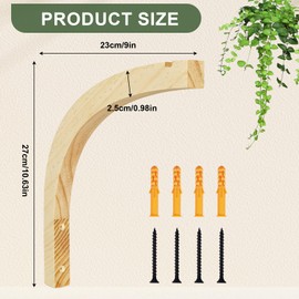 Fjgyjt 2 Pcs Wall Plant Hanging Hooks Wooden Plant Bracket Wall Mount Wooden Plant Hanger Hanging Plant Brackets for Planters Flower Bracket Lanterns Wind Chimes Decoration Hooks