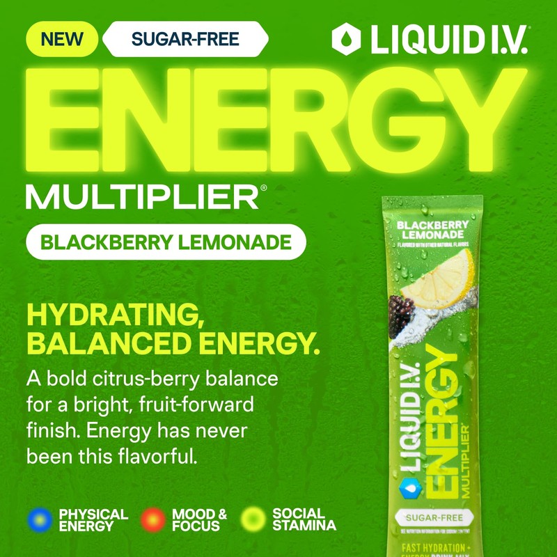 Liquid I.V.® Hydration Multiplier Sugar-Free + Energy - Blackberry Lemonade