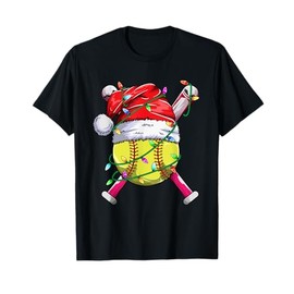 Santa Sports Design- Women Girls Christmas Softball Player T-Shirt