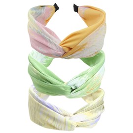 3 Stück breites Stirnband mit französischem Schleifenknoten, Haarband, Stoff, rutschfeste Kopfbedeckung, elastisches Twist-Haar-Accessoire, Alice-Haarbänder für Frauen