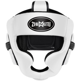 ZTTY Headgear, RIZIN, Recommended by Japan's Strongest Sleeping Technician, Rebel FC 3rd Generation Feather-class King "Ichigo Mashima", Headgear, For Boxing, Martial Arts, Practice, Wide Vision, For Children and Adults, Kickboxing, Karate, Masper, Beginner, Open Face Type, Breathable, Adjustable, For Kids, Adults, Practice, Game, Durable, Fit, Head Protection White, Large