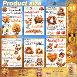Rub On Sticker Autumn, Pack of 6 A5 Rub On Stickers, Rub On Foil Transfer Stickers, Rub On Autumn, for Furniture, Glass, Wood, Scrapbooking, DIY Craft Decoration (Hello Autumn)