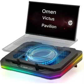 Cooling Pad for HP Omen 17 16 15 Victus 15 16 Pavilion 16 16t 17 16 15 inch Gaming Laptop with Ultra Powerful Booster Turbo Cooling Fan Can Fast Cooling, 6 RGB Light,Adjustable Speed, Touch Control