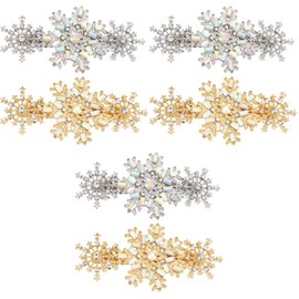 FOMIYES 3sets Rhinestone Hairpin Christmas Snowflake Clip Stylish Headband Accessory 2pcs*3