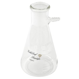 Goldleaf Scientific Heavy Wall Non-Jointed Filtering Flask, Heavy Duty Glass Laboratory Equipment with 10mm Hose Barb, Essential Oil Distillation Vacuum Lab Glassware 500ml