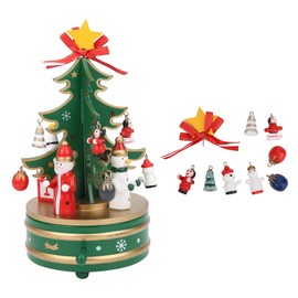 Christmas Music Box Wood Christmas Musical Box Xmas Decoration Gifts for KidGreen