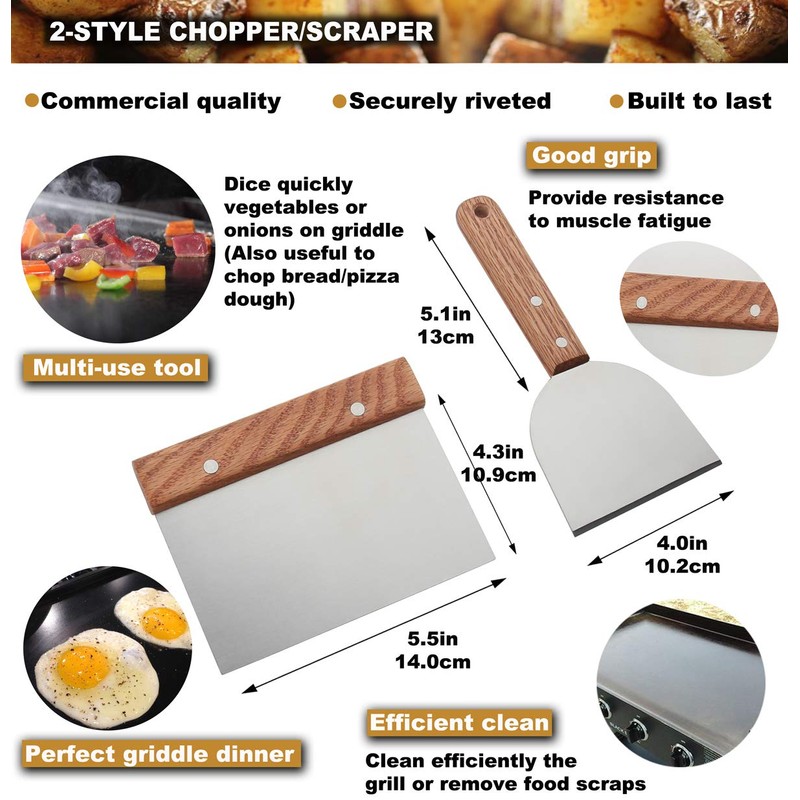 ROMANTICIST 8pcs Professional Griddle Accessories Kit - Heavy Duty Stainless