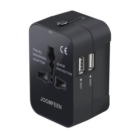 JOOMFEEN Reiseadapter Reisestecker Weltweit für 224+ Länder Universal Travel Adapter mit 2 USB Steckdosenadapter Internationale Reiseadapter Steckdose Black