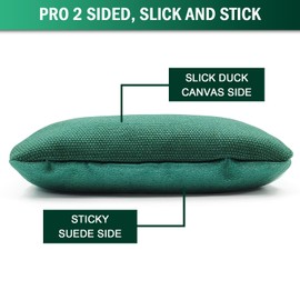 JIMTERRY Professional Cornhole Bags Set of 8 Dual Sided Corn Holes Bags Double Sided Regulation Slick and Stick Corn Hole Bean Bags(Chocolate Brown&Dark Green)