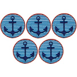 Ranger Return Set 5 of Small Cute Mini Anchor Marine Nautical Sailor Naval Tiny Sew Iron on Embroidered Patches (Anchor-O-BL-MINI5)