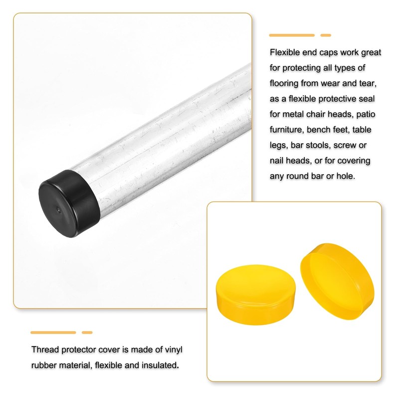 sourcing map 200mm(7 7/8") Rubber End Caps, Round Vinyl Plug